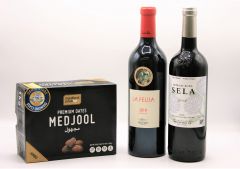 Dátiles Medjool Super Jumbo + Vino ecológico La Felisa + Vino Rioja 2018